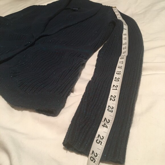 ✨️3 For $20✨️ cardigan M Sparkly green purple-brown shawl collar Preppy Retro - Picture 7 of 8